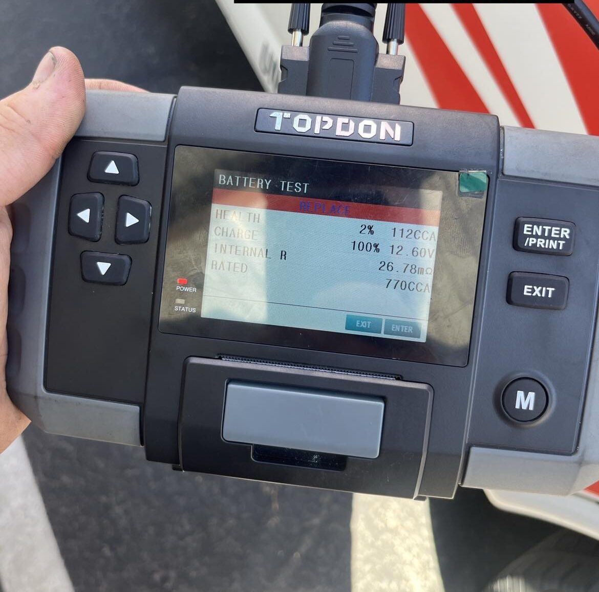 On-site car battery testing and diagnostics